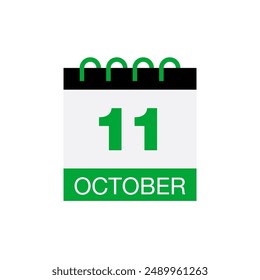 11 october calendar date icon vector eps