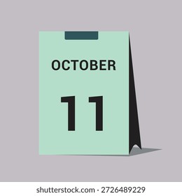 11 october calendar date icon minimal desk calendar vector illustration