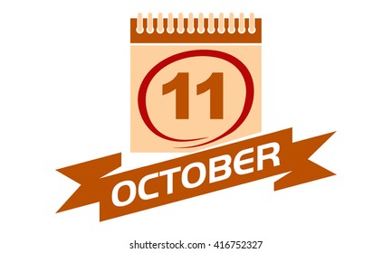 11 October Calendar with Ribbon