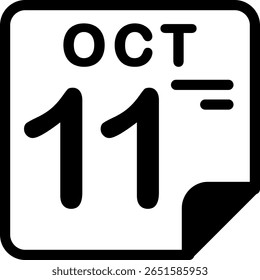 11 October Calendar Semi Solid minimalist Icon