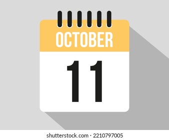 11. Oktober Kalender Vektorsymbol. Datum des gelben Oktober für die Tage des Monats und der Woche