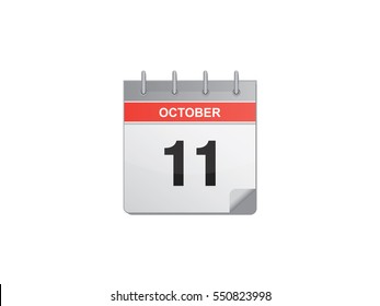11 October calendar vector illustration on white background