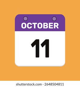 11 october calender icon text page monthly web design.