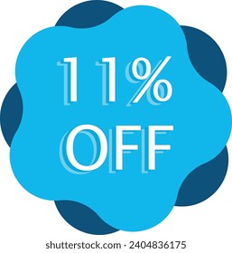 11% Off Discount Blue Vector and Illustration Marketing Announcement in White Background