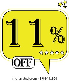 11% de descuento en globo amarillo flotante para ofertas promocionales y descuentos.