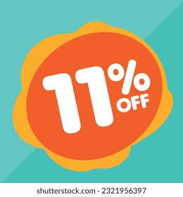 11% off per cent, percentage number in a colored circle, promotion, big sale, colorful background