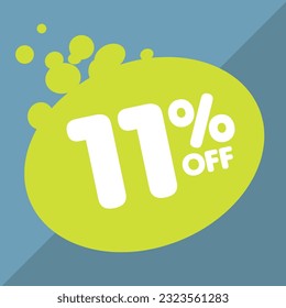 11% off per cent, percentage number in a colored circle, promotion, big sale, colorful background