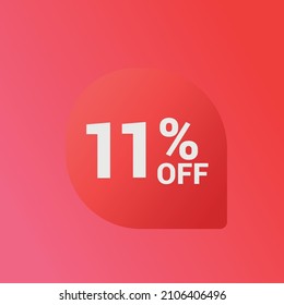 11% off Sale banner offer ad discount promotion vector banner. price discount offer. season sale promo sticker colorful background