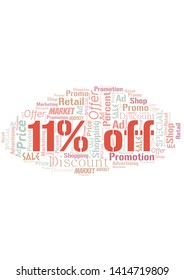 11% Off word cloud. Wordcloud made with text only.