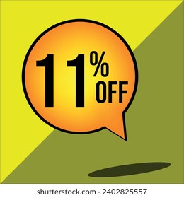 11% off a yellow balloon with black numbers
