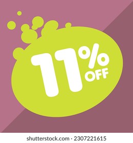 11% per center, percentage number in a colored circle, promotion, big sale, colorful background