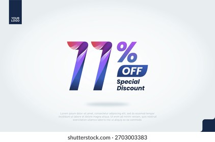 11 Percent Off Banner Vector with Modern 3D Gradient Typography for Sale Promotion