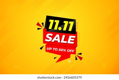 11 11 Sale Banner Promotion Template.  stock clearance background. end of year banner template design for web or social media, Sale special offer. abstract vector design.
