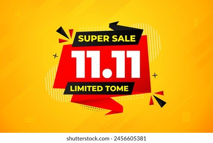 11 11 Sale Banner Promotion Template.  stock clearance background. end of year banner template design for web or social media, Sale special offer. abstract vector design.