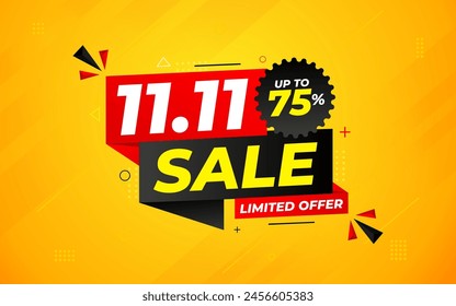 11 11 Sale Banner Promotion Template.  stock clearance background. end of year banner template design for web or social media, Sale special offer. abstract vector design.