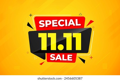 11 11 Sale Banner Promotion Template.  stock clearance background. end of year banner template design for web or social media, Sale special offer. abstract vector design.