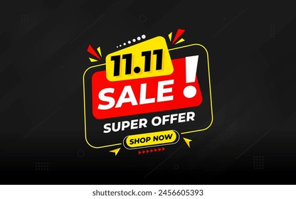 11 11 Sale Banner Promotion Template.  stock clearance background. end of year banner template design for web or social media, Sale special offer. abstract vector design.
