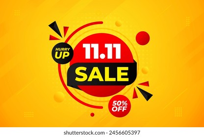 11 11 Sale Banner Promotion Template.  stock clearance background. end of year banner template design for web or social media, Sale special offer. abstract vector design.