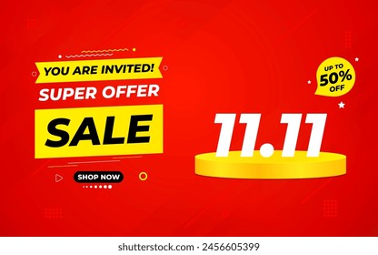 11 11 Sale Banner Promotion Template.  stock clearance background. end of year banner template design for web or social media, Sale special offer. abstract vector design.

