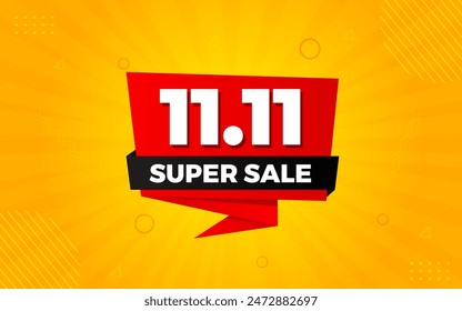 11 11 Sale Banner Promotion Template.  stock clearance background. end of year banner template design for web or social media, Sale special offer. abstract vector design.