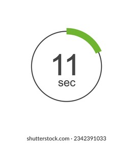 11 sec Digital Countdown Timer Vector Icon. 11 sec Stopwatch Analog or Digital Timer Illustration.