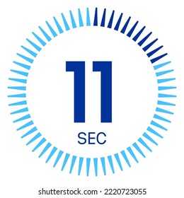 11 seconds,concept of time,timer icon,vector illustration,circle time pie diagram.