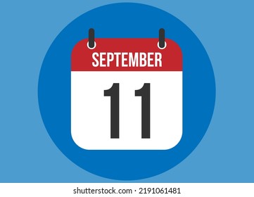 11 September blue calendar vector. Calendar september with circle in background clear.