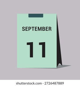 Icono de fecha de calendario de 11 de septiembre Ilustración vectorial mínima de calendario de escritorio
