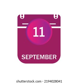 11 de septiembre, icono del calendario de septiembre con fecha
