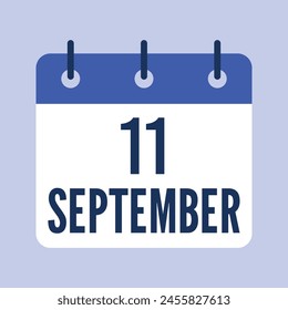 11 September Calendar, Isolated Vector Calendar.