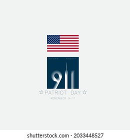 11 September- illustration for Patriot Day USA poster or banner.