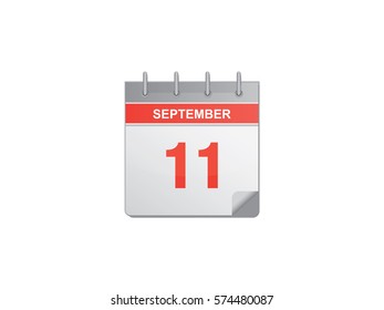 11 September red calendar vector illustration on white background
