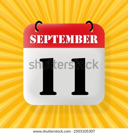 11 September. Speech bubble with calendar 2024, 2025. Year, month, day, week, time management. Planning concept. 3d illustration. Pop art style. Vector line icon for Business and Advertising