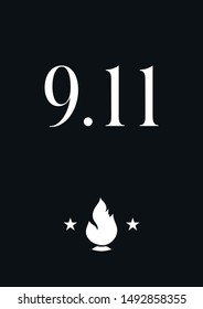 11 september We Will Never Forget Candle fire memory patriot day flag twin tower star logo icon sign background Design for postcard card cover poster banner print or apparel t-shirt Vector