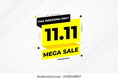 11 11 Shopping festival vector banner template. 11 11 Discount sell banner vector graphic element. Super shop label Promo design. Product opening festival background collection. 