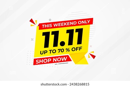 11 11 Shopping festival vector banner template. 11 11 Discount sell banner vector graphic element. Super shop label Promo design. Product opening festival background collection. 
