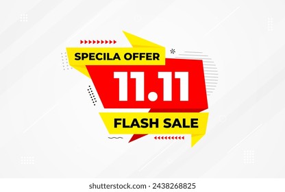 11 11 Shopping festival vector banner template. 11 11 Discount sell banner vector graphic element. Super shop label Promo design. Product opening festival background collection. 