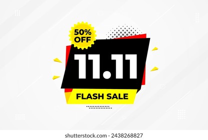 11 11 Shopping festival vector banner template. 11 11 Discount sell banner vector graphic element. Super shop label Promo design. Product opening festival background collection. 