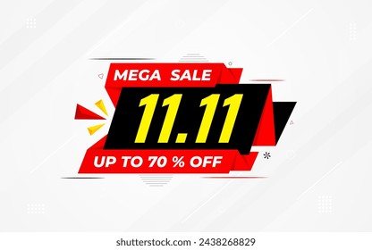 11 11 Shopping festival vector banner template. 11 11 Discount sell banner vector graphic element. Super shop label Promo design. Product opening festival background collection. 