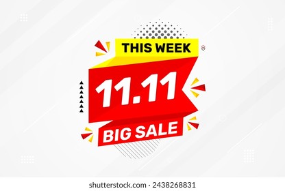 11 11 Shopping festival vector banner template. 11 11 Discount sell banner vector graphic element. Super shop label Promo design. Product opening festival background collection. 