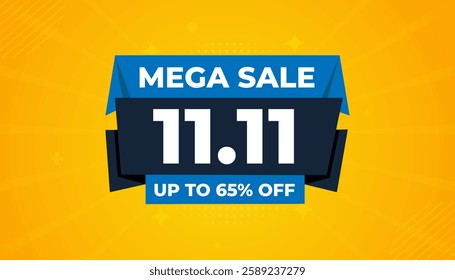 11 11 Shopping festival vector banner template. 11 11 Discount sell banner vector graphic element. Super shop label Promo design. Product opening festival background collection. 