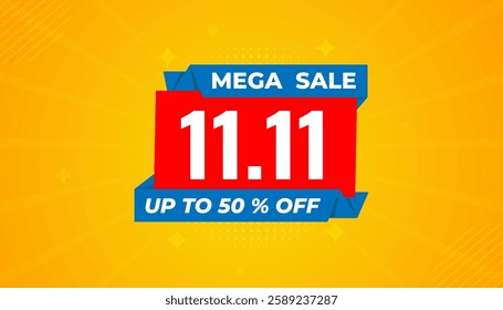 11 11 Shopping festival vector banner template. 11 11 Discount sell banner vector graphic element. Super shop label Promo design. Product opening festival background collection. 