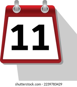 11 icono de calendario simple sobre fondo blanco