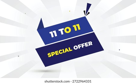 11 a 11 Oferta especial EPS editable Formato Web Anuncio Arte vectorial Plantilla Diseño Deep Blue Yellow Formas Bold Font Blanco Gris Gradiente Ilustración abstracta Sunshine Business 4K Fondo