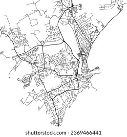 1:1 square aspect ratio vector road map of the city of Weymouth in the United Kingdom with black roads on a white background.