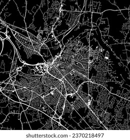 1:1 square aspect ratio vector road map of the city of Schenectady New York in the United States of America with white roads on a black background.