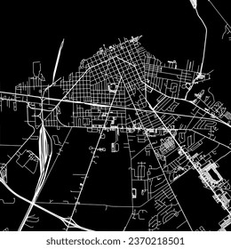 1:1 square aspect ratio vector road map of the city of Sandusky Ohia in the United States of America with white roads on a black background.