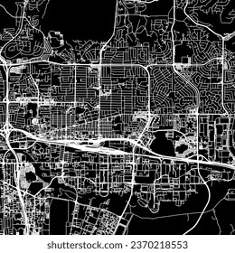 1:1 square aspect ratio vector road map of the city of Sparks Nevada in the United States of America with white roads on a black background.