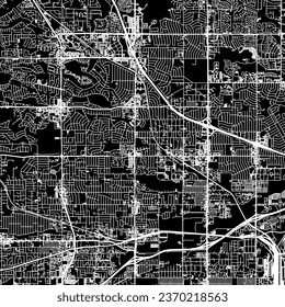 1:1 square aspect ratio vector road map of the city of Westminster Colorado in the United States of America with white roads on a black background.