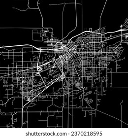 1:1 square aspect ratio vector road map of the city of Walla Walla Washington in the United States of America with white roads on a black background.